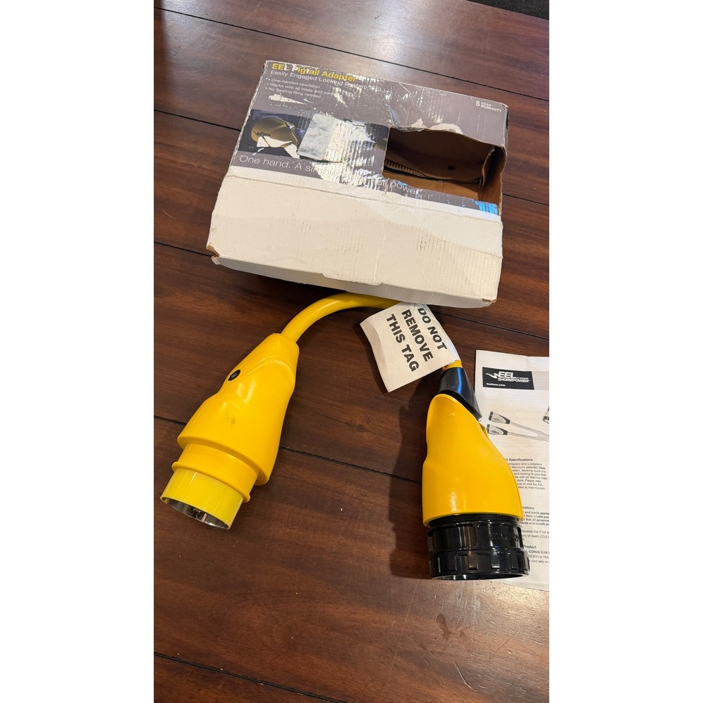 Marinco EEL ShorePower Pigtail Adapter P504-30 Yellow Marine Locking System